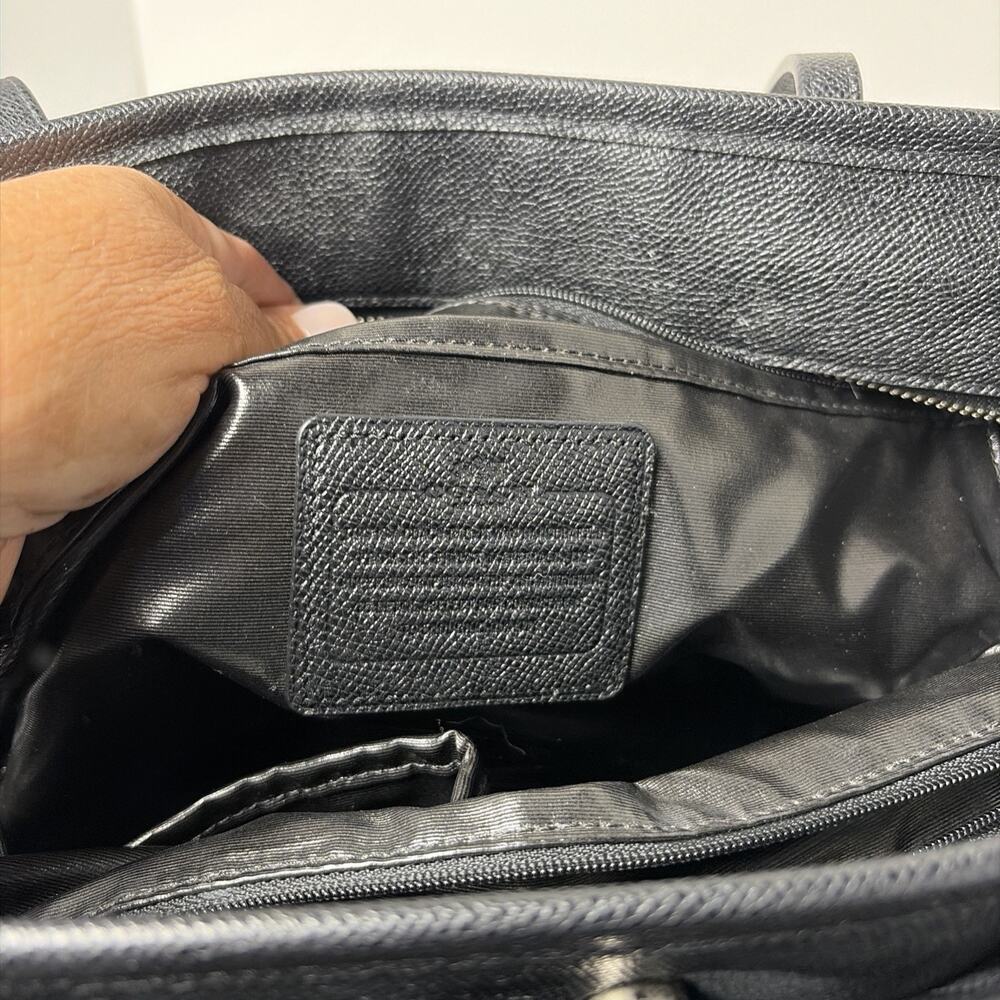 COACH Black Crossgrain Leather Diaper Bag Large Multifunction Tote Travel - Picture 9 of 13